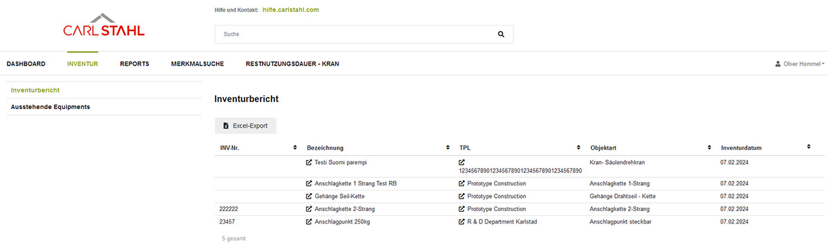 View inventory report clearly and downloadable in the portal