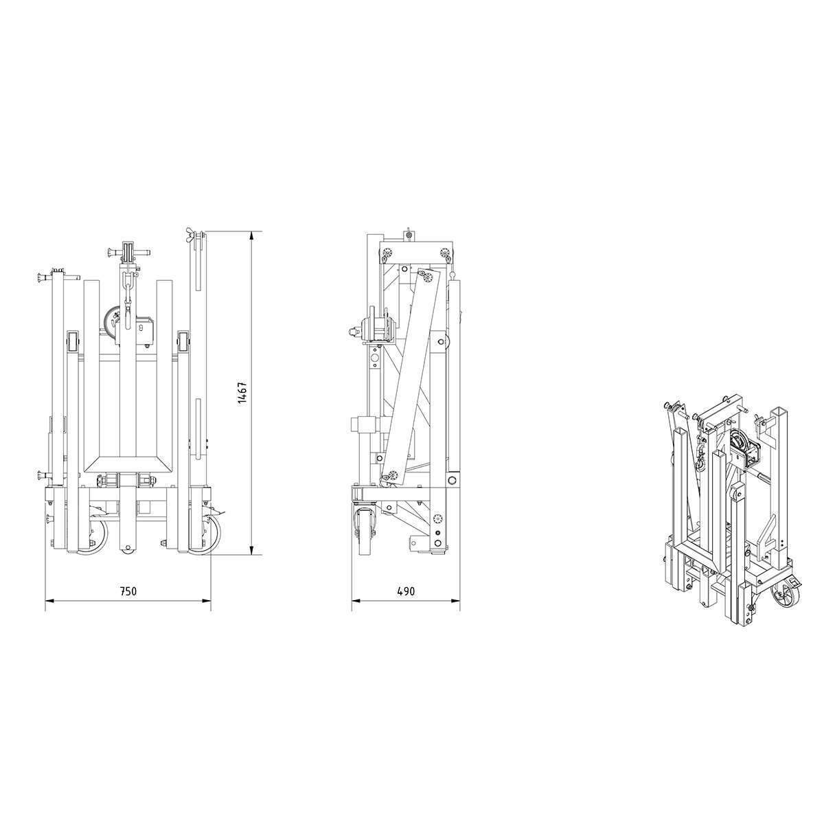 Alu-Werkstattkran ohne Gegengewicht