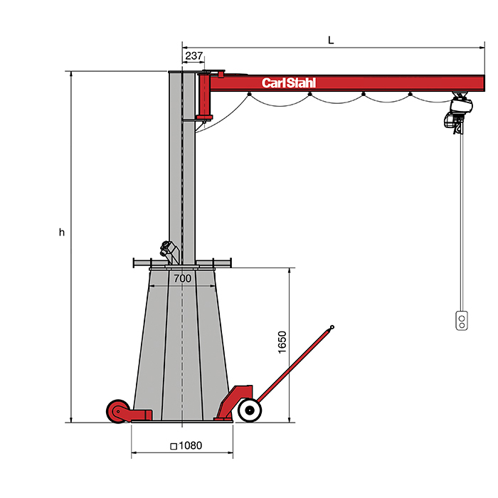 Wanderkran WK 1 mit Standardausleger