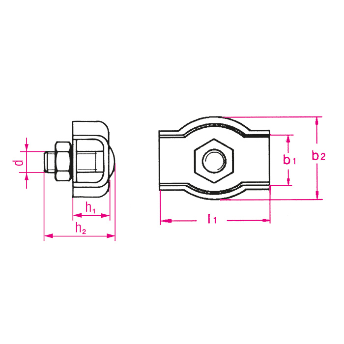 Simplex-Klemme, Edelstahl, 1 Schraube