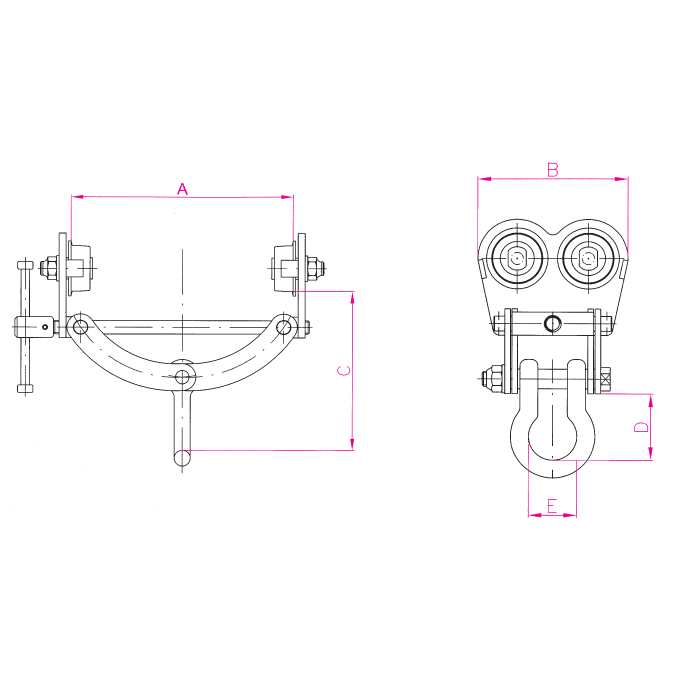 Trägerklemme TF, mit Fahrwerk