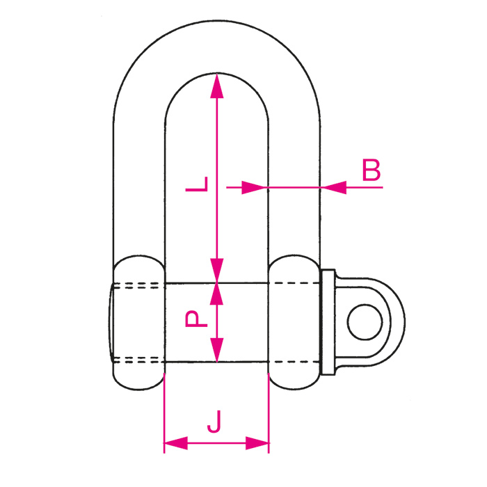 Edelstahlschäkel gerade, Augbolzen