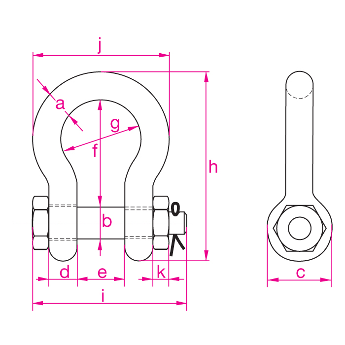 Polar Schäkel geschweift mit S.Bolzen