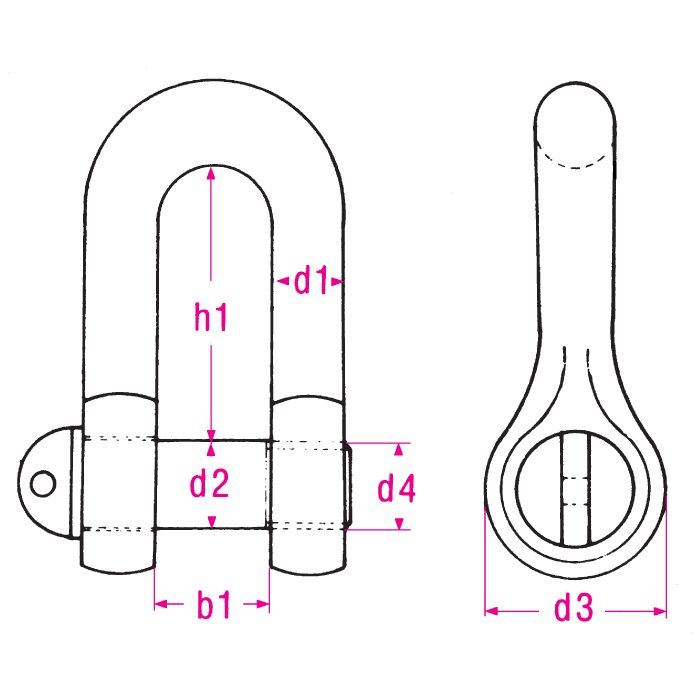 Schäkel, Form A, mit Augbolzen