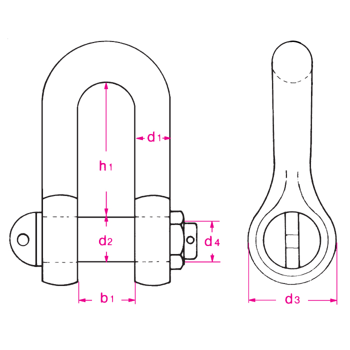 Schäkel, Form C mit überstehendem Bolzen