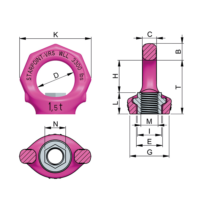 Starpoint Ringmutter in pink Typ VRM