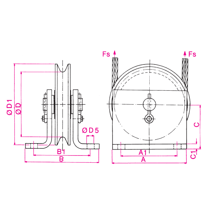 Seilrollenbock mit wartungsfr.Kugellager