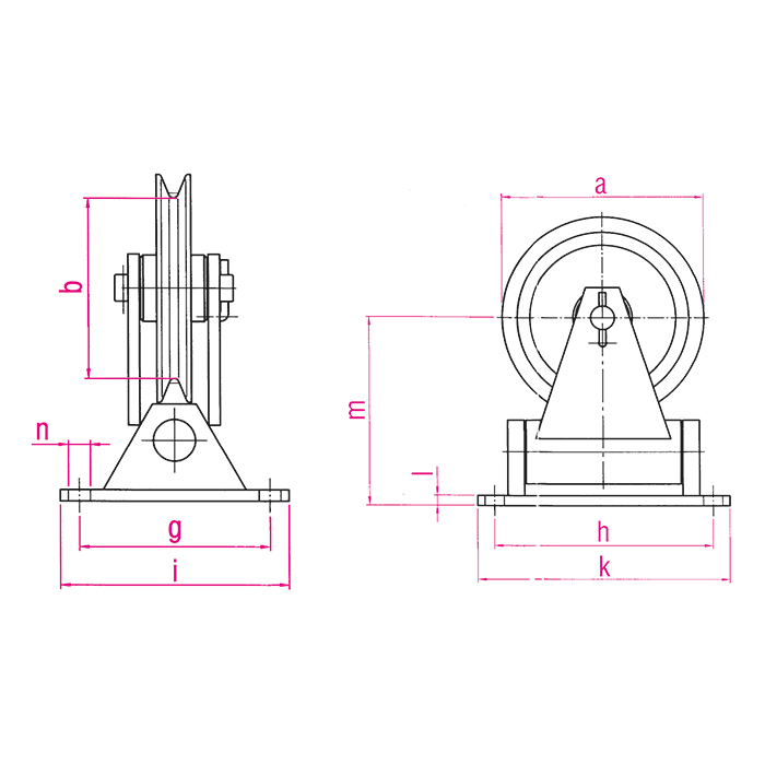 Drahtseilrolle schwenkbar, 1-rollig