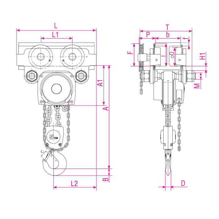 Flaschenzug Yalelift ITG 5000 kg