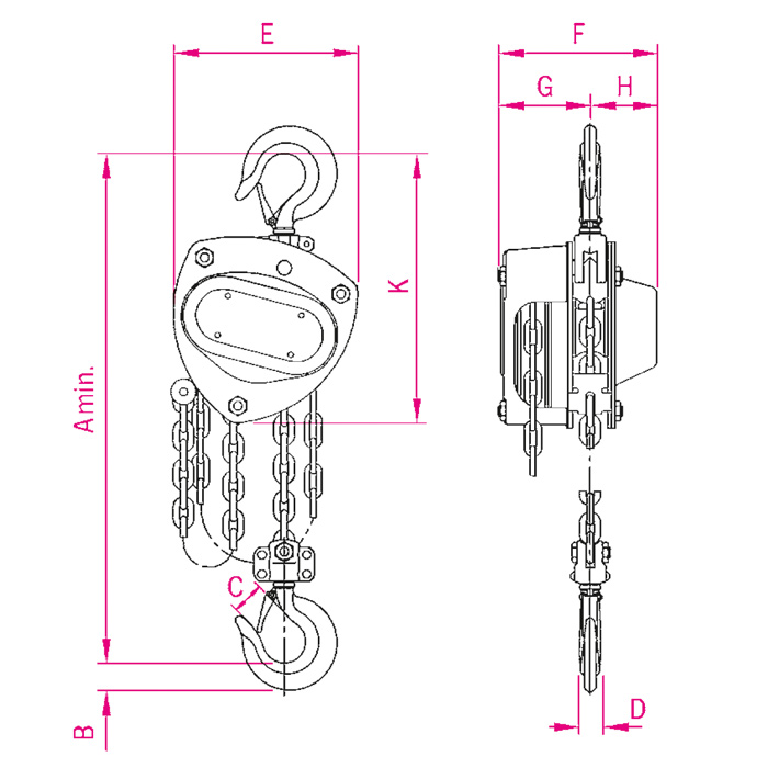Flaschenzug VS111, 1 Kettenstrang