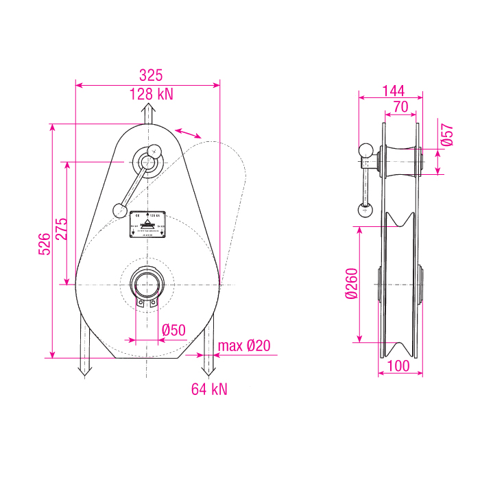 Umlenkrolle ST-A 128 kN