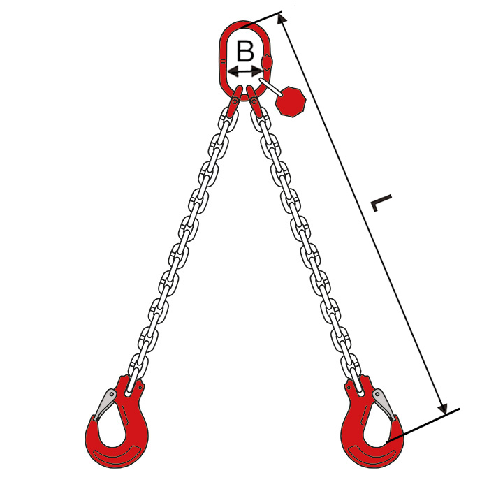 Anschlagket.2str, unverkürzb, GK-Haken