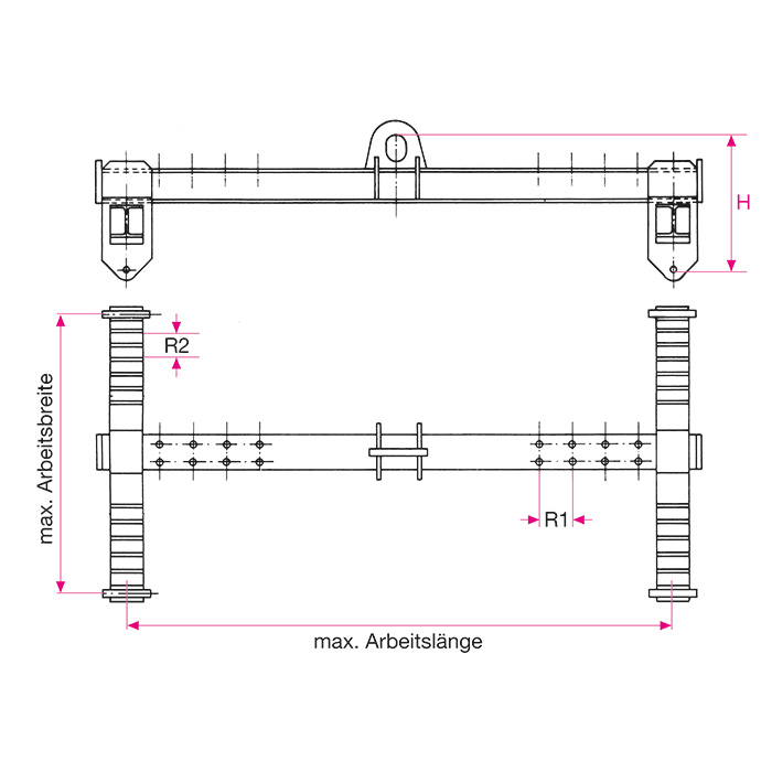 Lasttraverse in H-Form mit Aufhängeöse