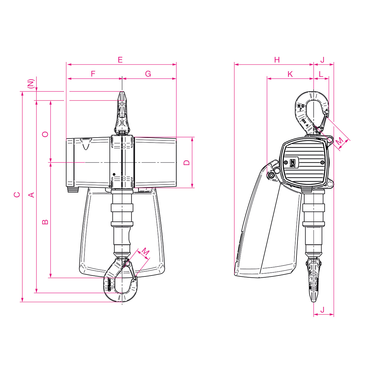 Druckluft-Kettenzug Mini