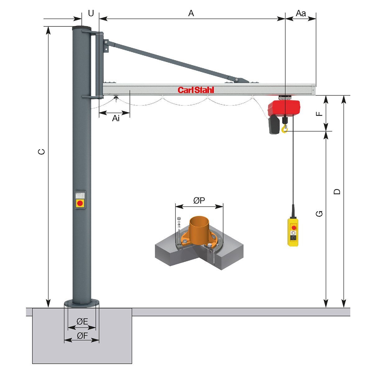 Pillar Jib Crane Stationary Unilift US 125kg for 6.171,59 CHF
