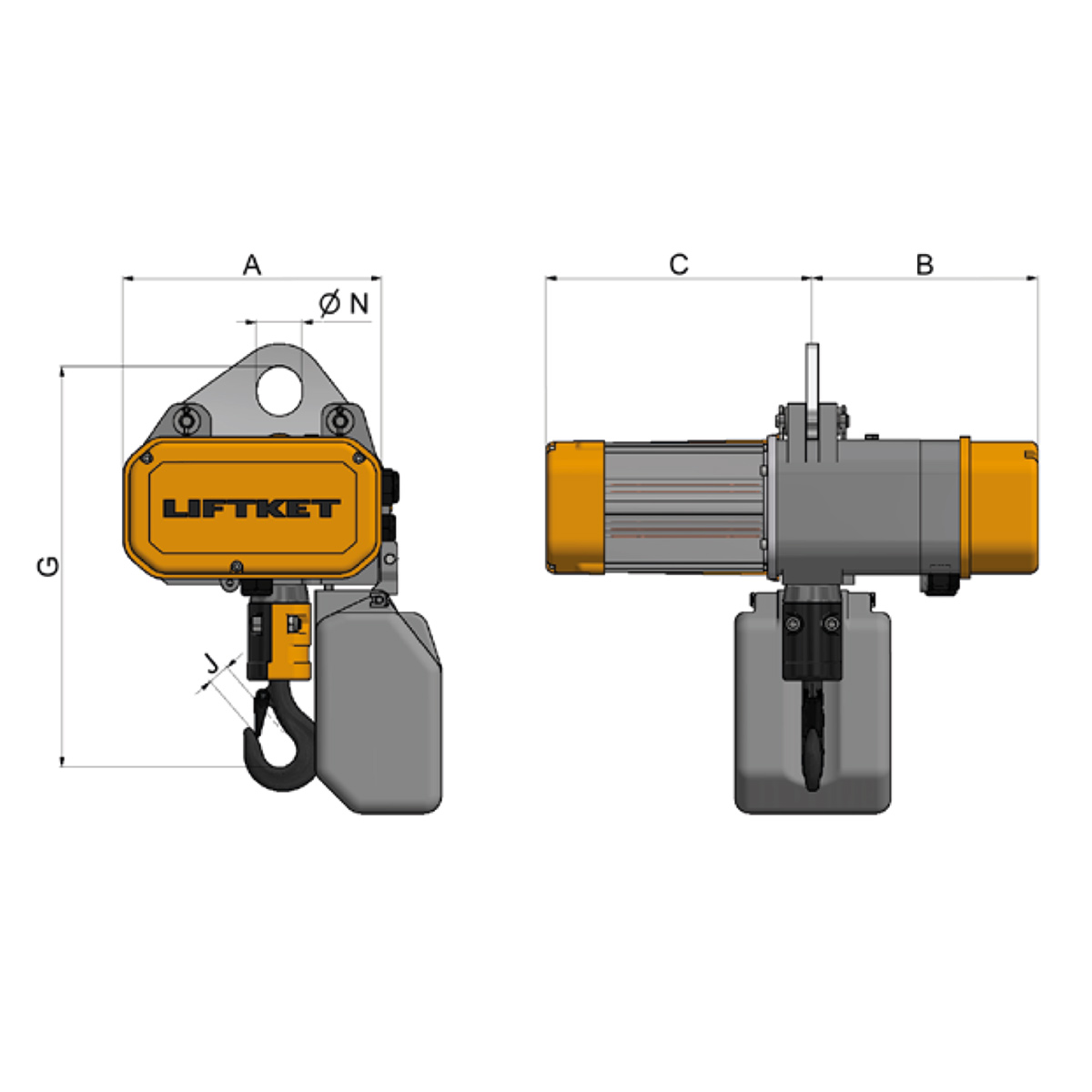 EK-Kettenzug Einlochaufhängung