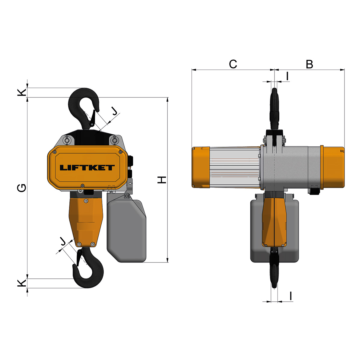 EK-Kettenzug 2-Strang Hakenaufhängung