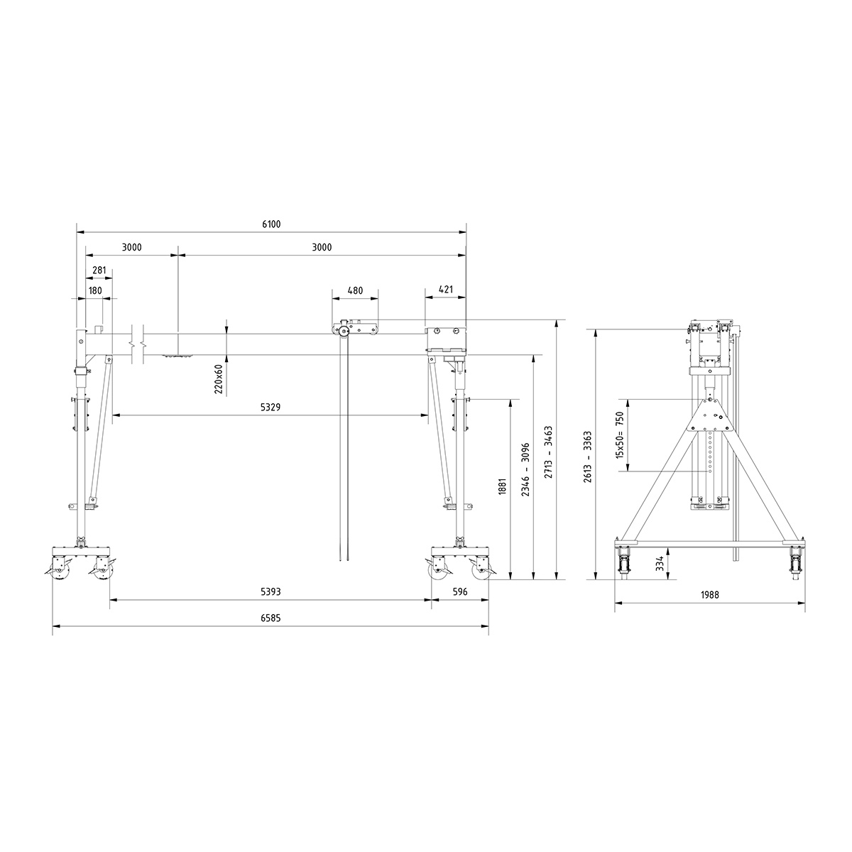 Aluminium Portalkr.mob. 2.000kg
