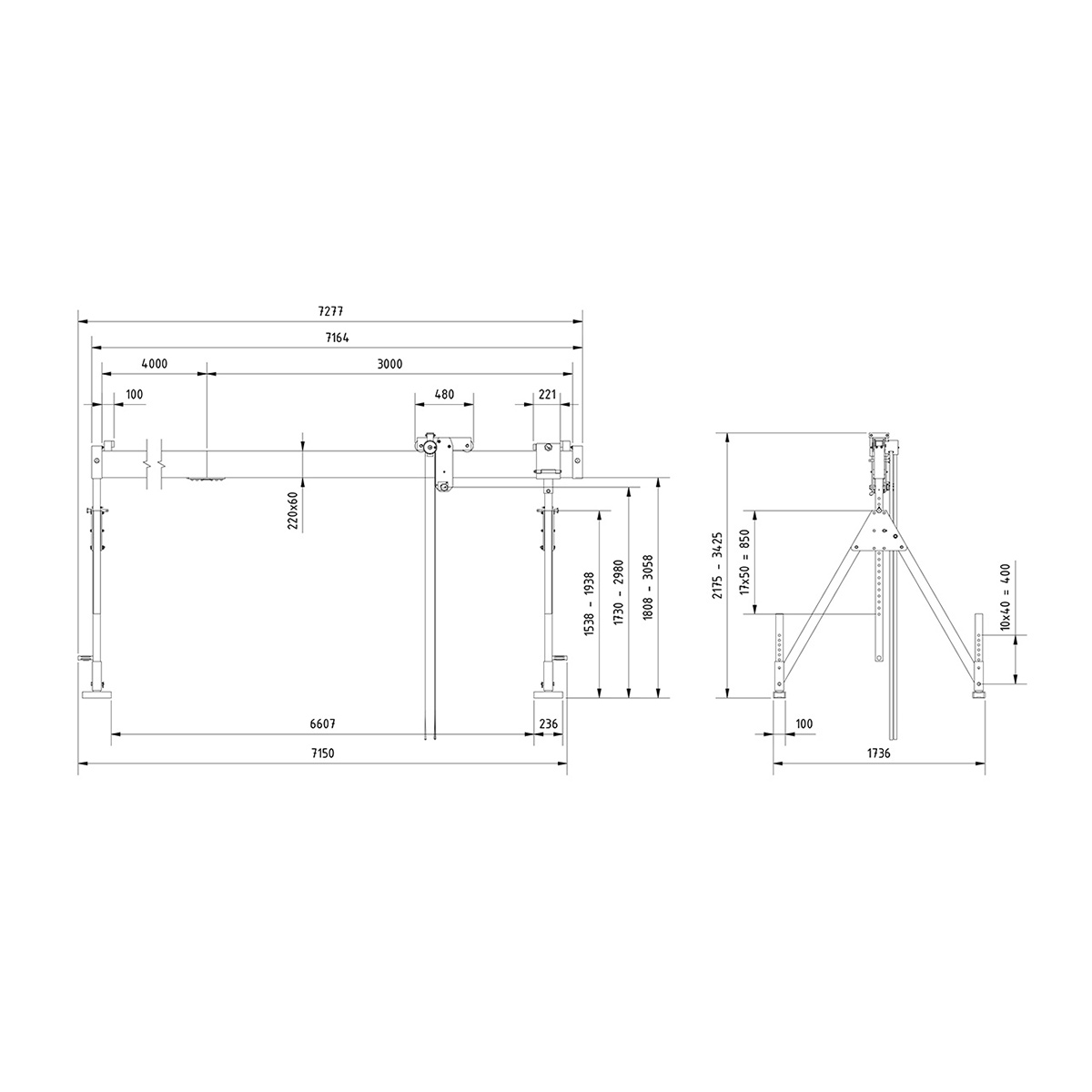 Alu-Portalkr.ortsf. 1.000kg