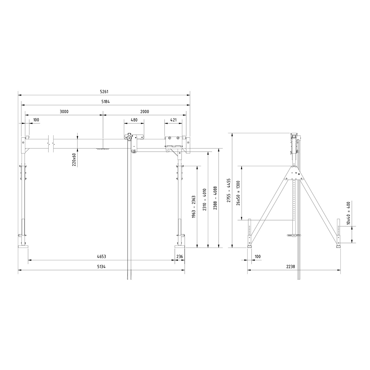 Alu-Portalkr.ortsf. 1.000kg