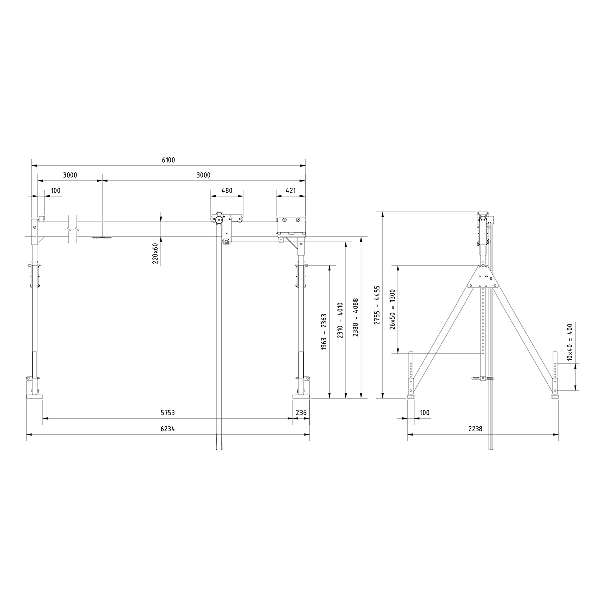 Alu-Portalkr.ortsf. 1.000kg