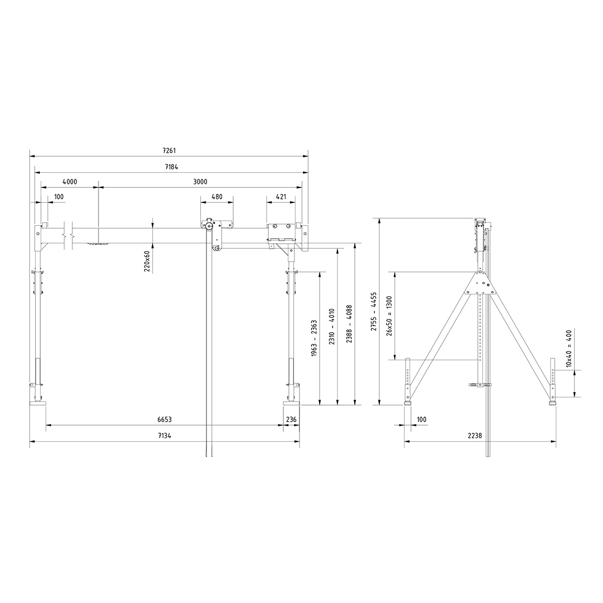 Alu-Portalkr.ortsf. 1.000kg
