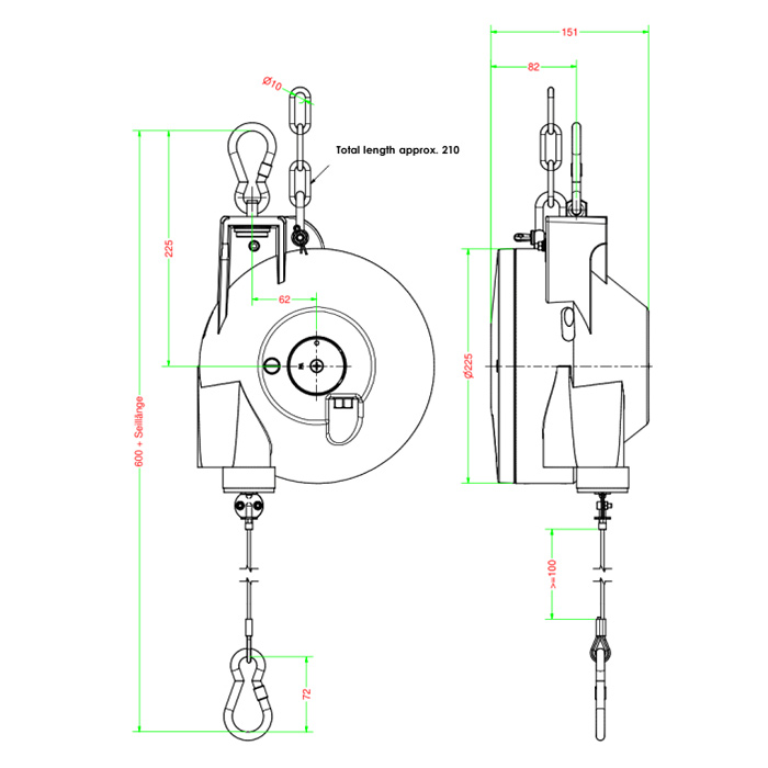 Balancer 7235 EX 35 - 45kg 2m Ø3mm for 925,32