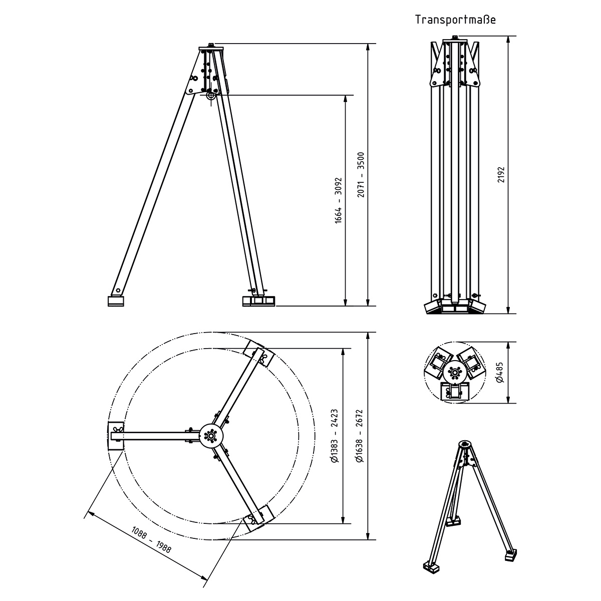 Aluminium Dreibock 500kg