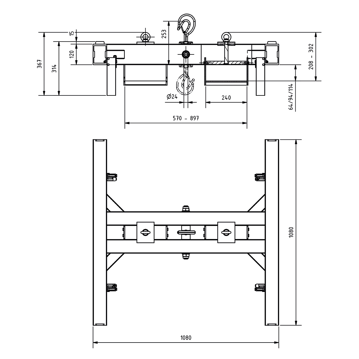 Alu-Lasttraverse für Big Bag Transport