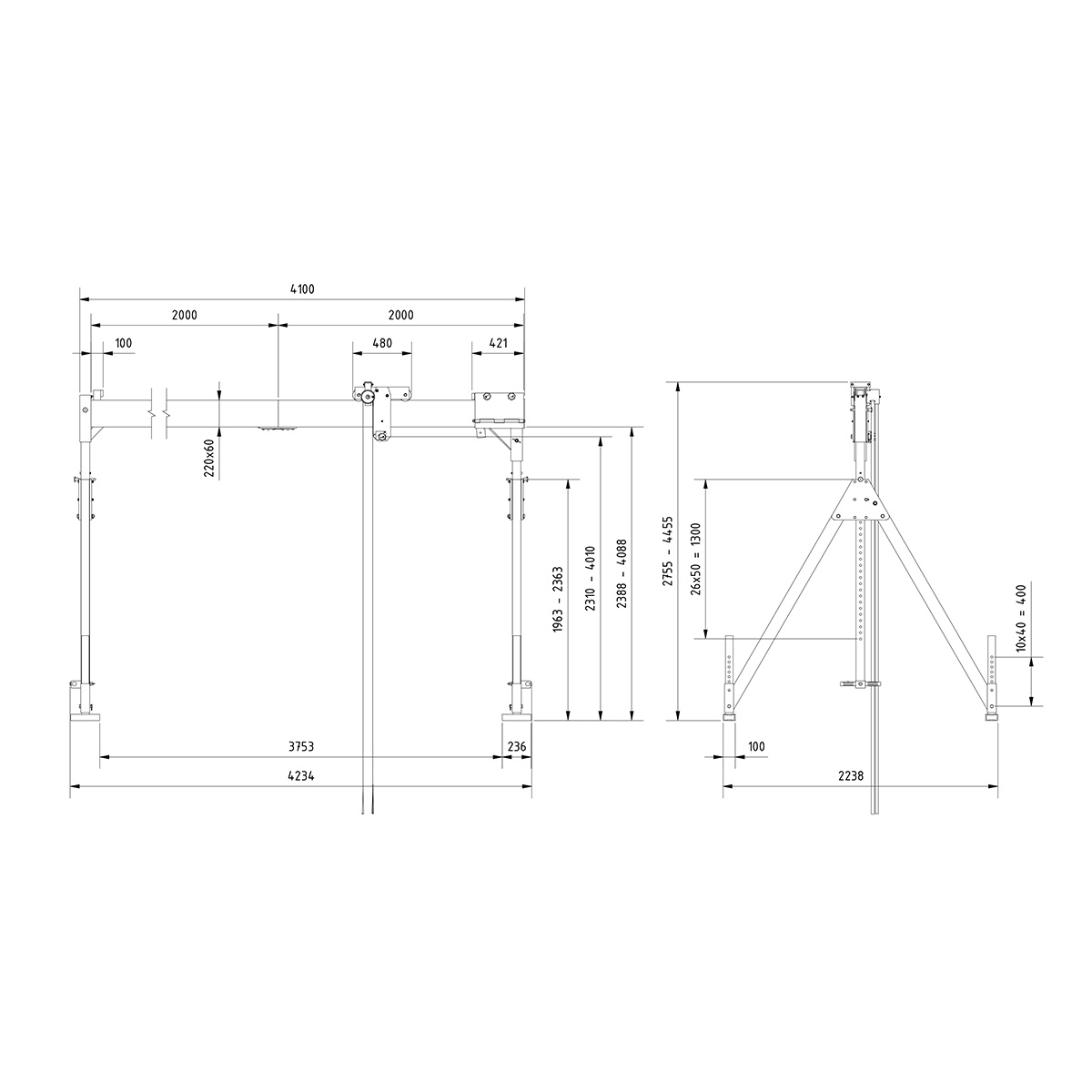 Portalkr.ortsf. 1.000kg
