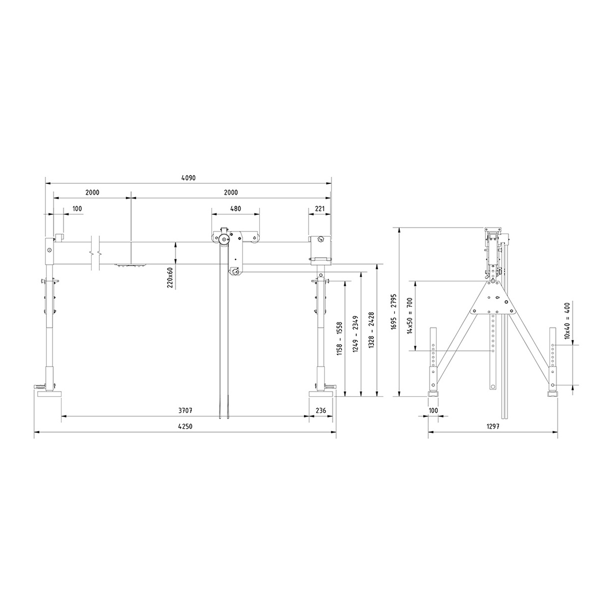 Portalkr.ortsf. 1.500kg