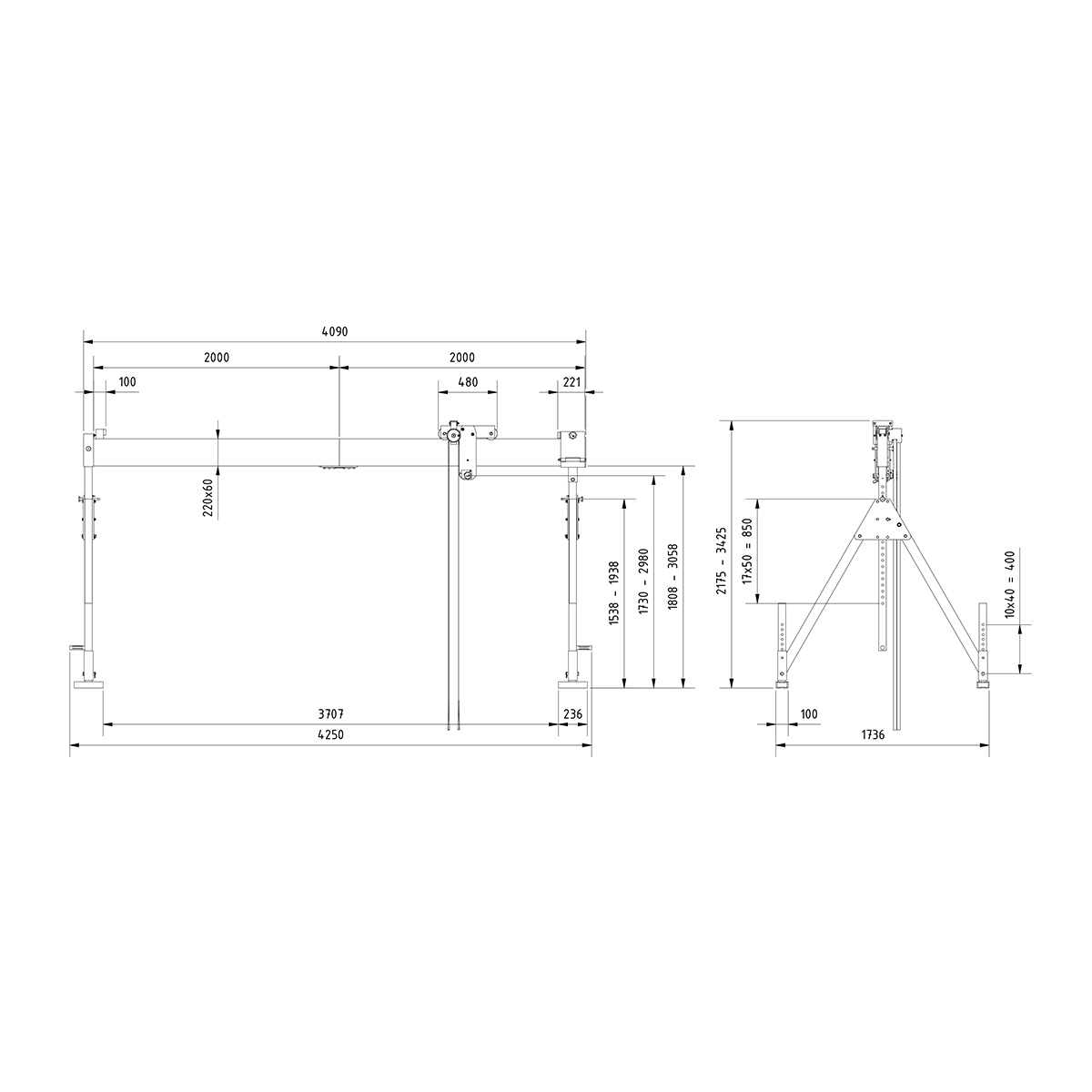 Portalkr.ortsf. 1.500kg
