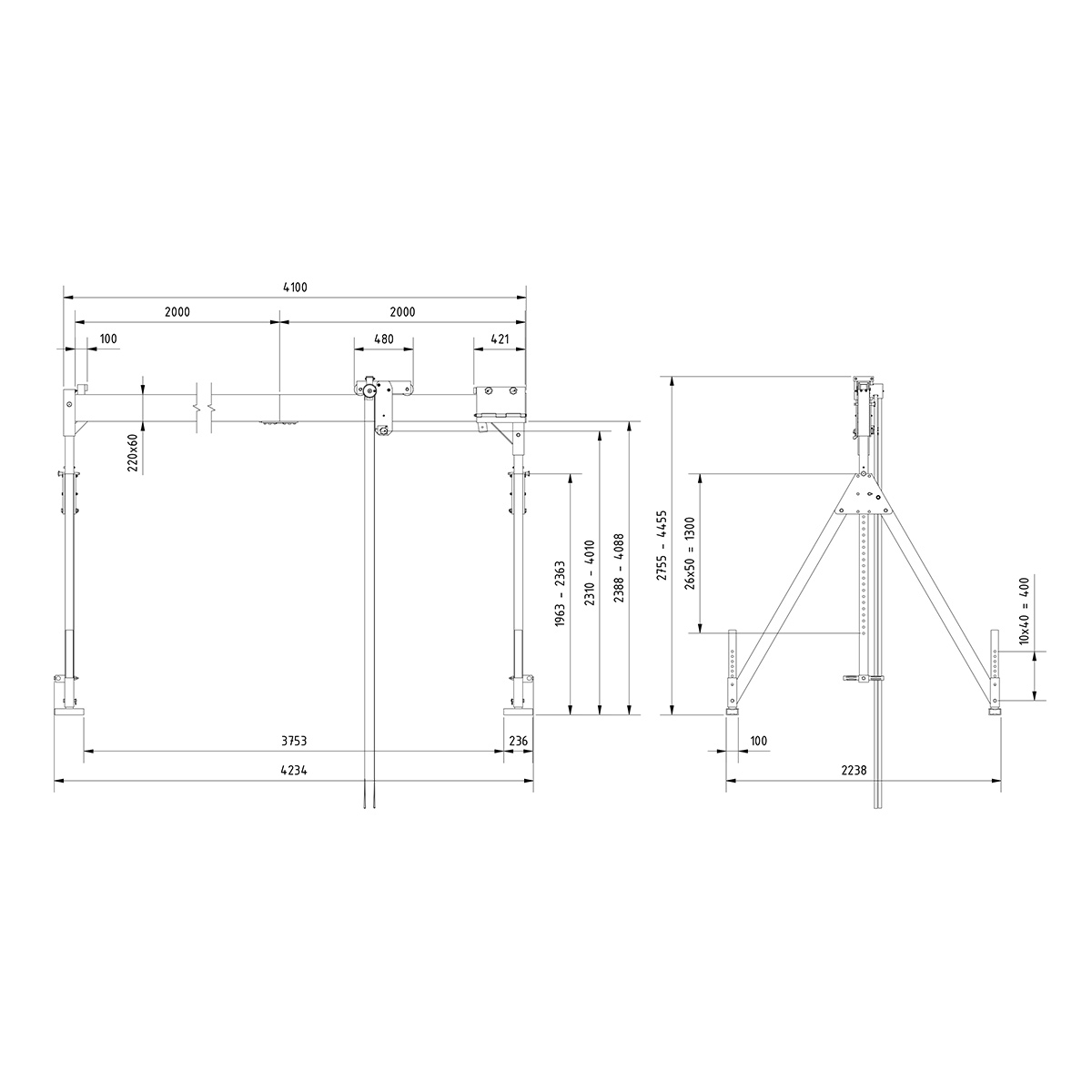 Portalkr.ortsf. 1.500kg