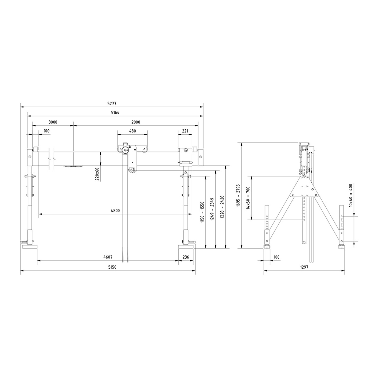 Portalkr.ortsf. 1.500kg