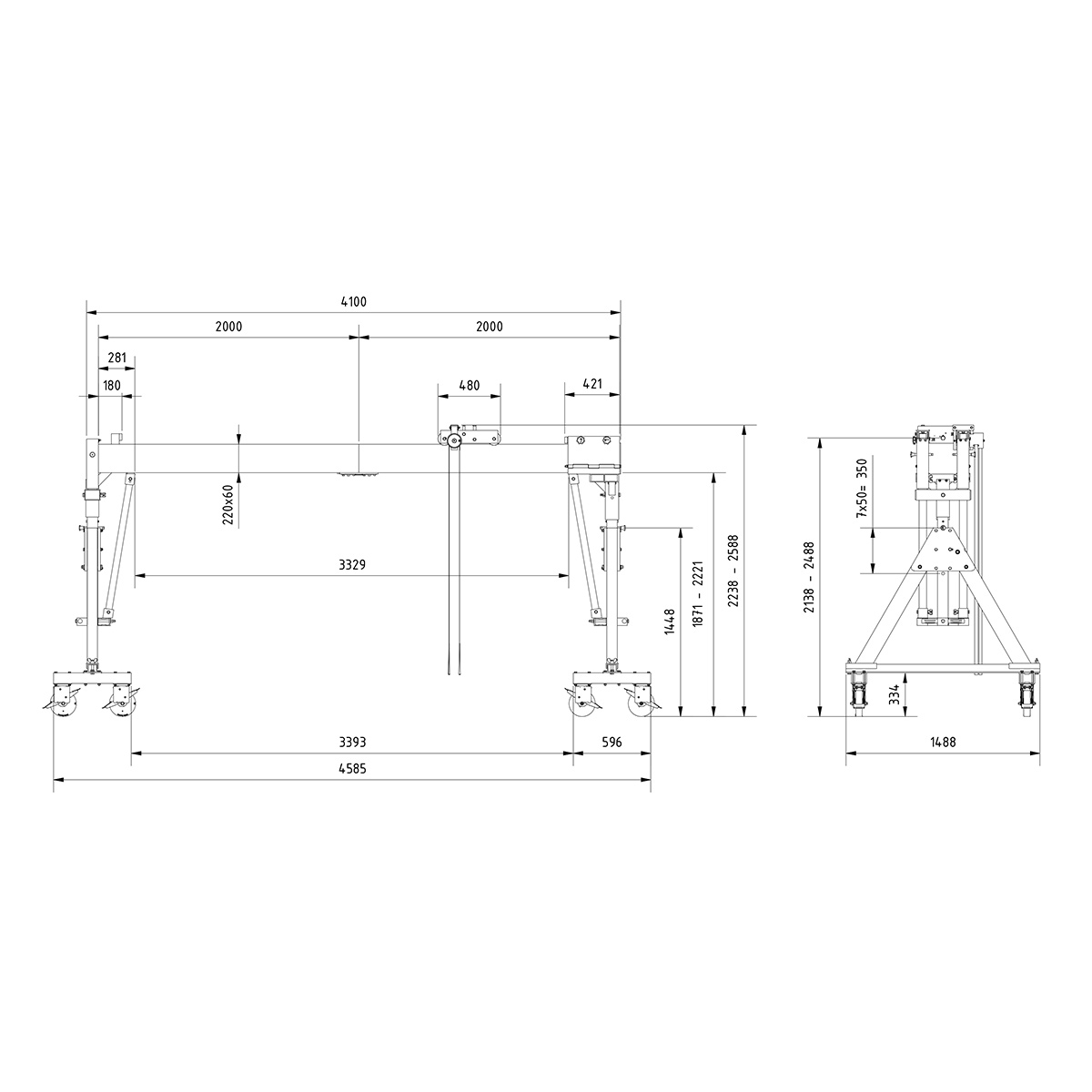 Aluminium Portalkr.mob. 2.000kg