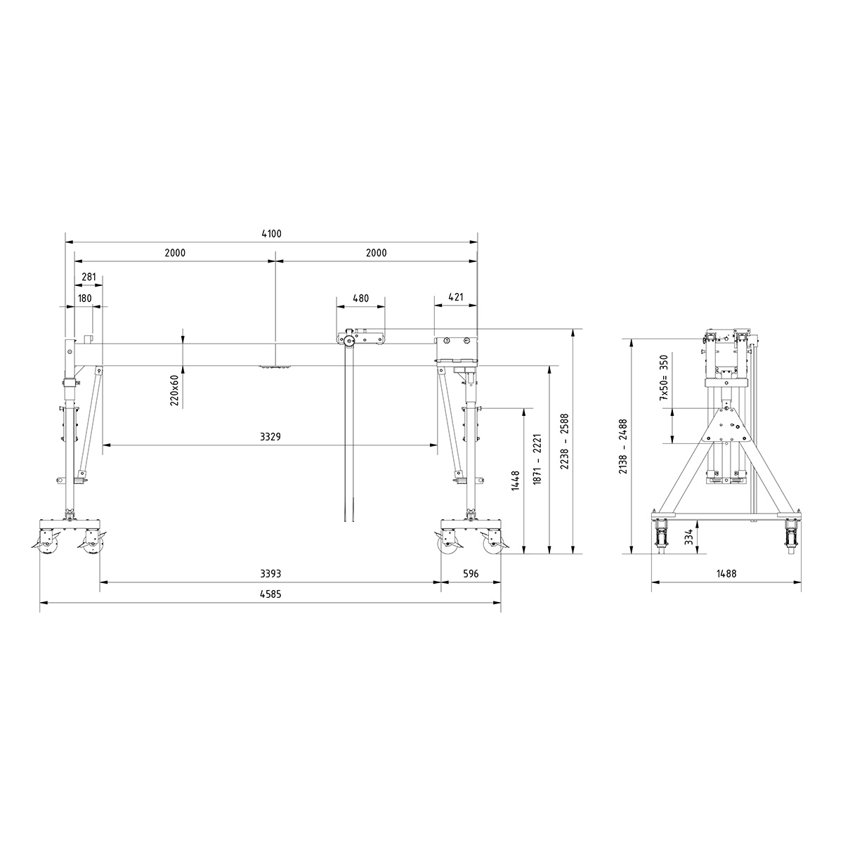 Aluminium Portalkr.mob. 3.000kg