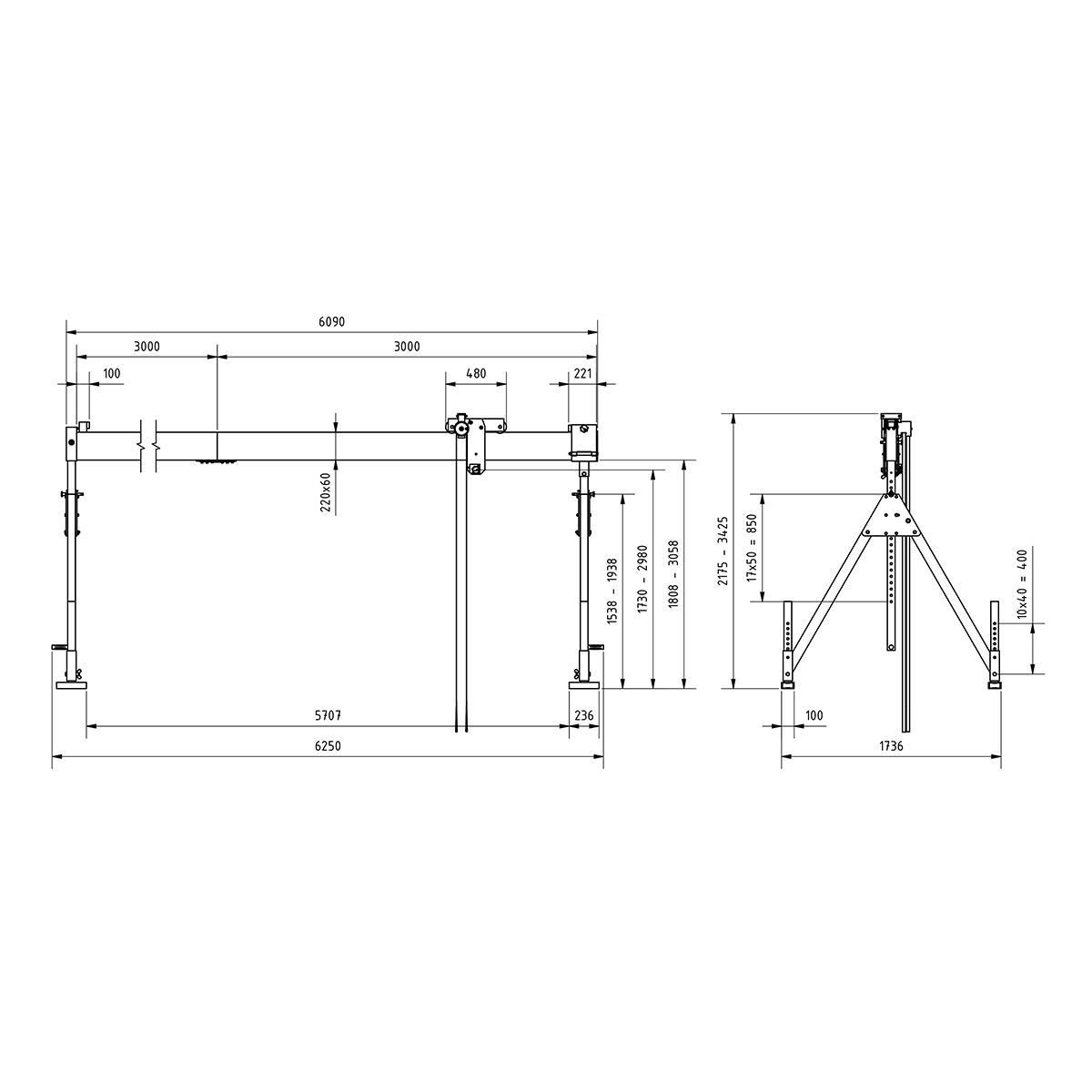 Portalkr.ortsf. 1.000kg