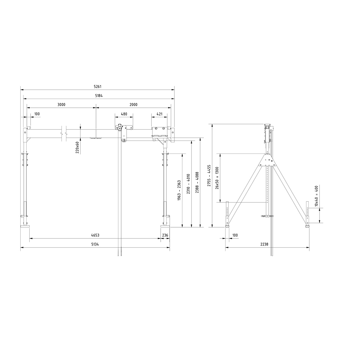 Portalkr.ortsf. 1.500kg