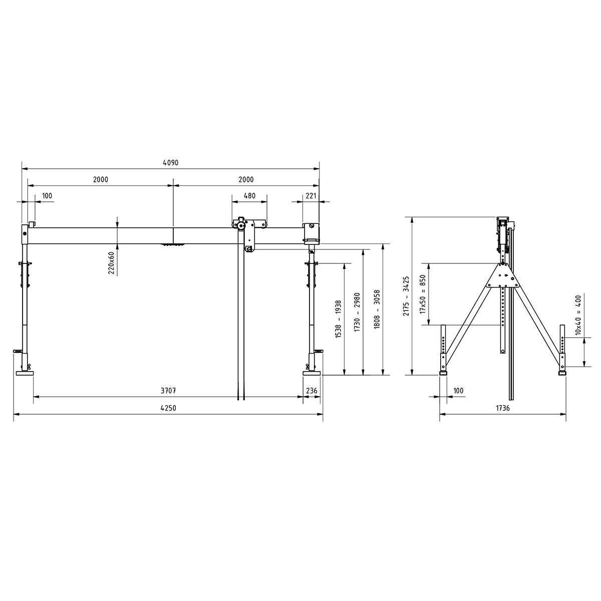 Portalkr.ortsf. 500kg