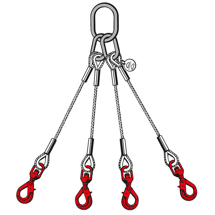 4-leg condorLift wire rope sling with automatic swivel hook - Carl Stahl