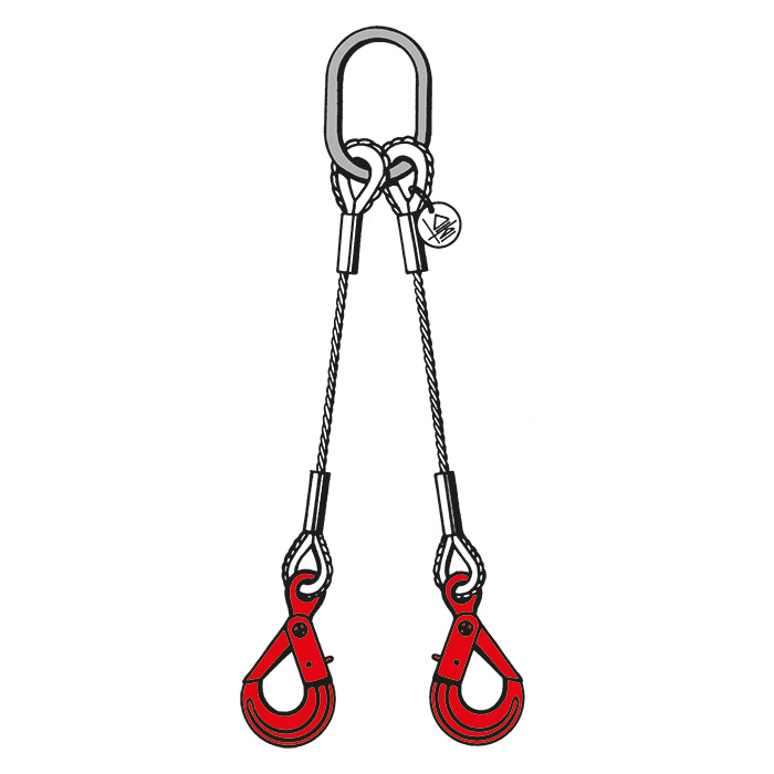 2-leg condorLift wire rope sling with self-locking eye hook - Carl
