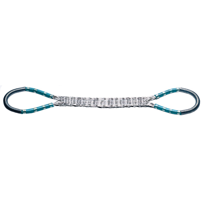 Woven wire rope sling with 2 stranded loops