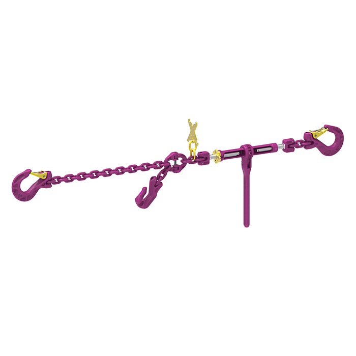 ICE Zurrkette mit Ratschenspanner, Gabelkopfanschluss und einem Verkürzungshaken