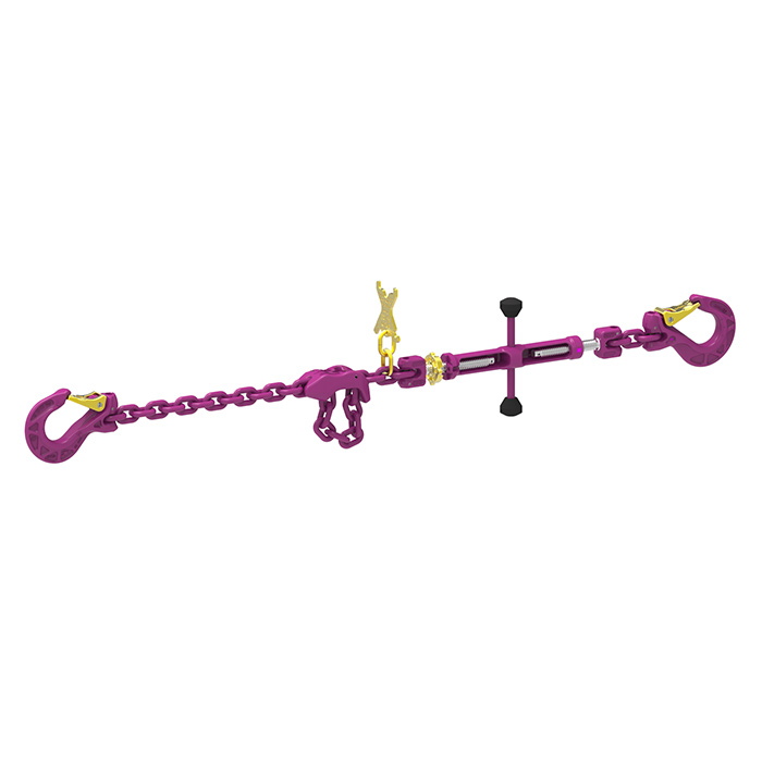 ICE lashing chains with toggle tensioner, clevis connector and shortening claw